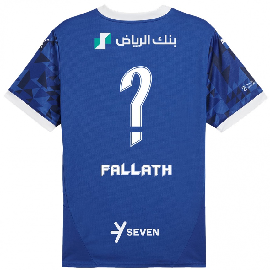 Kids Football Fahad Fallath #0 Dark Blue White Home Jersey 2024/25 T-Shirt Nz