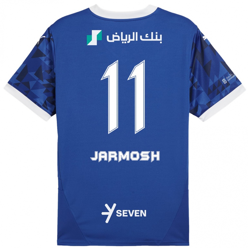 Kids Football Abdulaziz Jarmosh #11 Dark Blue White Home Jersey 2024/25 T-Shirt Nz