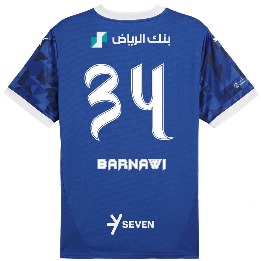 Kids Football Saleh Barnawi #34 Dark Blue White Home Jersey 2024/25 T-Shirt Nz