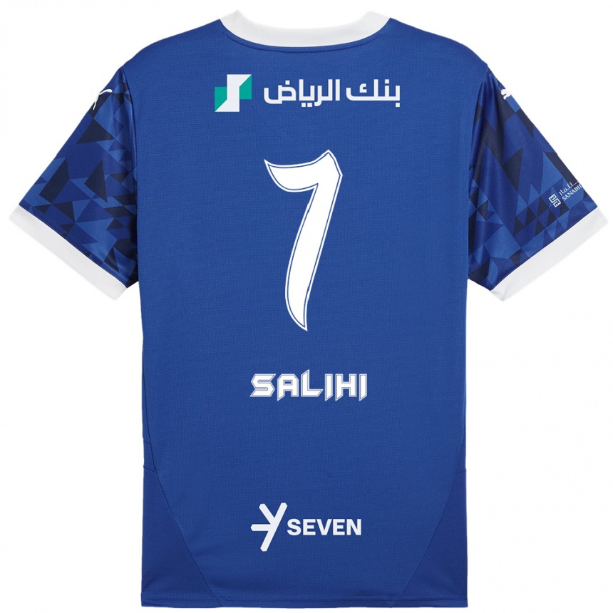 Kids Football Shokhan Salihi #7 Dark Blue White Home Jersey 2024/25 T-Shirt Nz