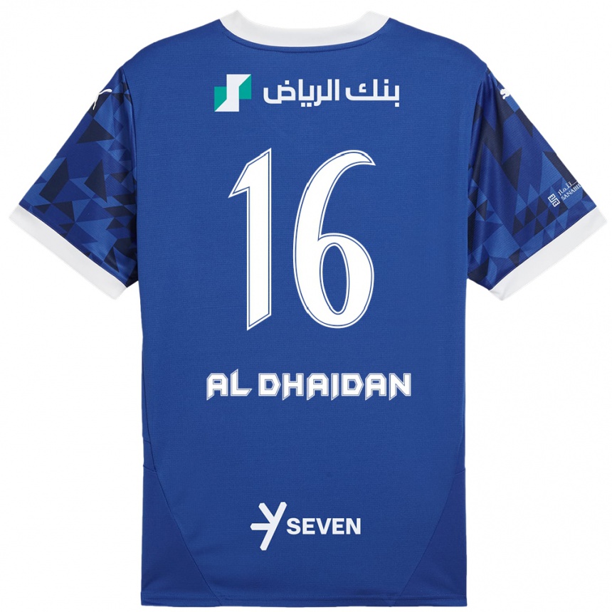 Kids Football Nadia Al-Dhaidan #16 Dark Blue White Home Jersey 2024/25 T-Shirt Nz