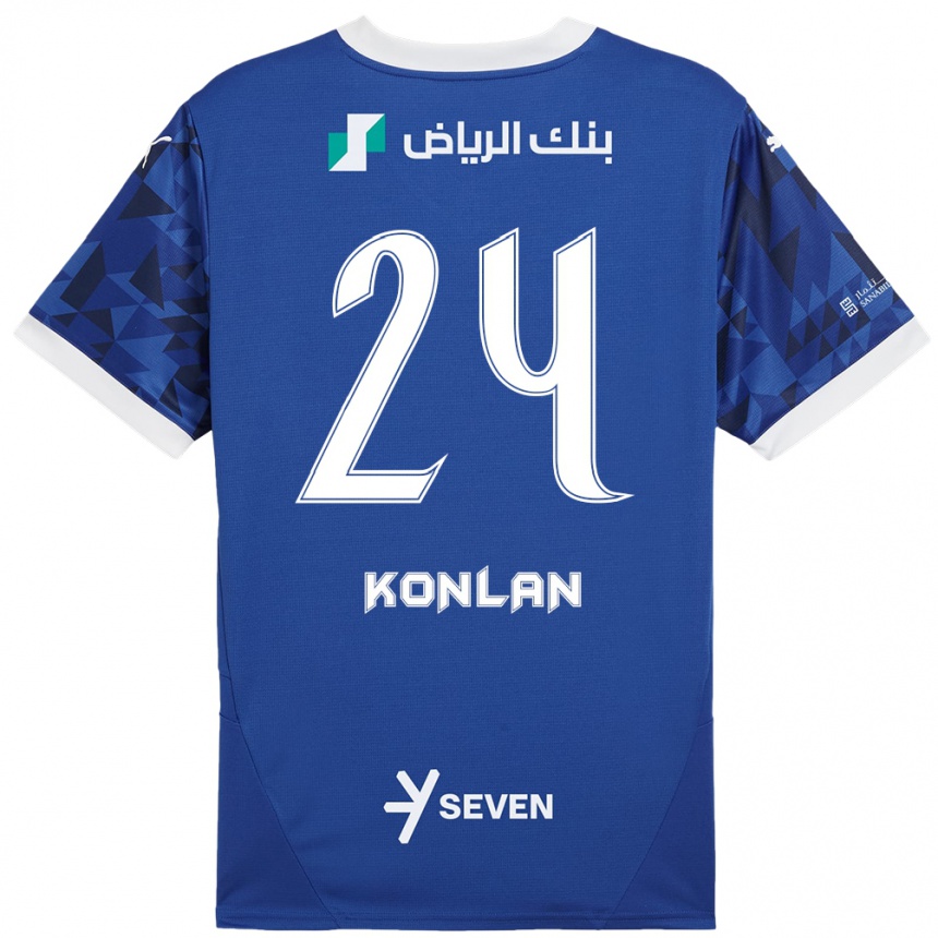 Kids Football Cynthia Konlan #24 Dark Blue White Home Jersey 2024/25 T-Shirt Nz