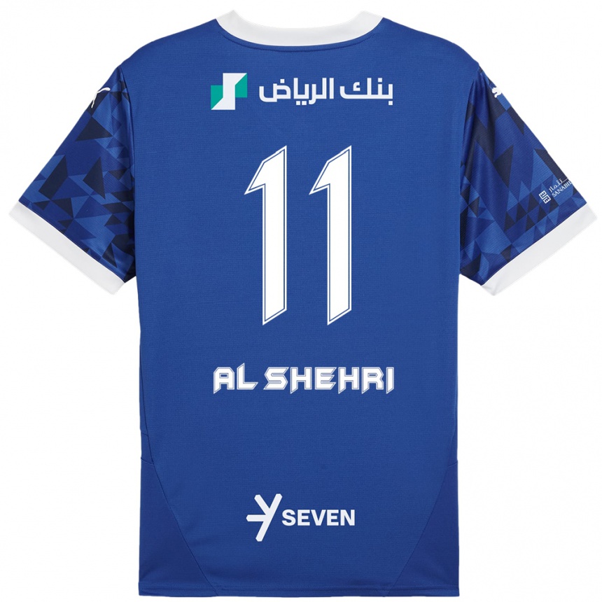 Kids Football Saleh Al-Shehri #11 Dark Blue White Home Jersey 2024/25 T-Shirt Nz