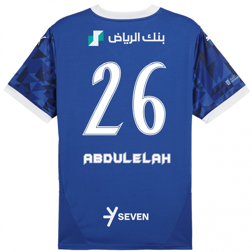 Kids Football Abdulelah Al-Malki #26 Dark Blue White Home Jersey 2024/25 T-Shirt Nz