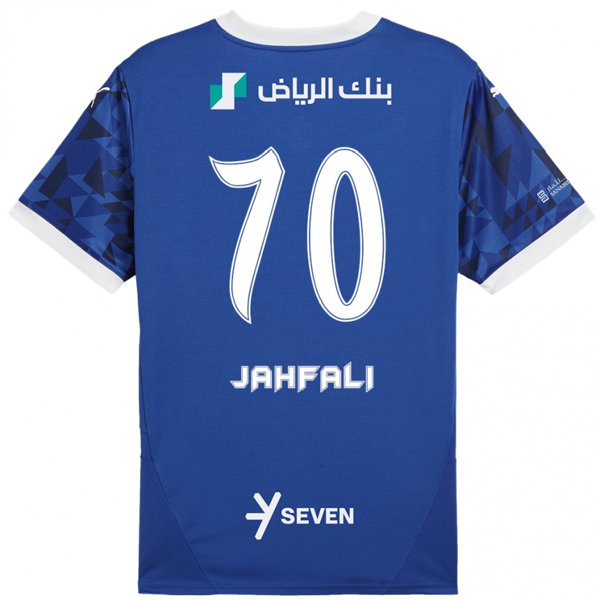 Kids Football Mohammed Jahfali #70 Dark Blue White Home Jersey 2024/25 T-Shirt Nz