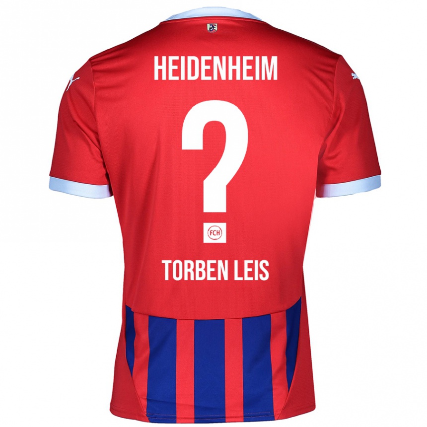 Kids Football Torben Leis #0 Red Blue Home Jersey 2024/25 T-Shirt Nz