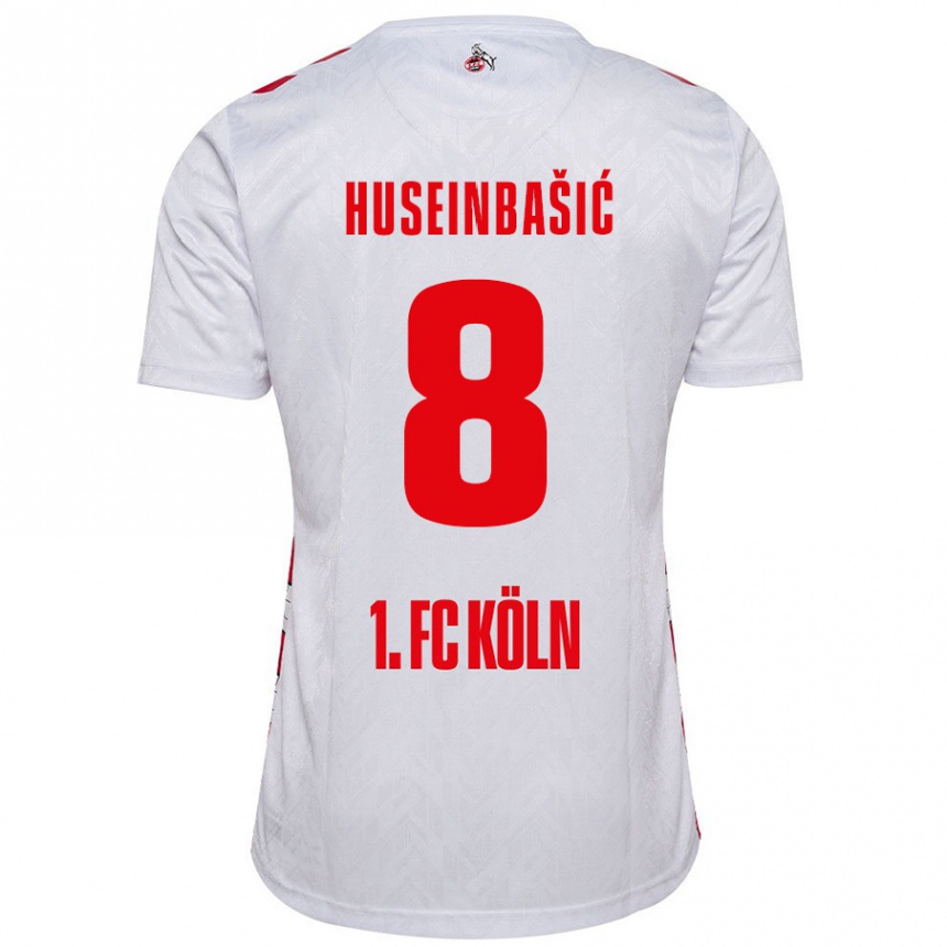 Kids Football Denis Huseinbasic #8 White Red Home Jersey 2024/25 T-Shirt Nz