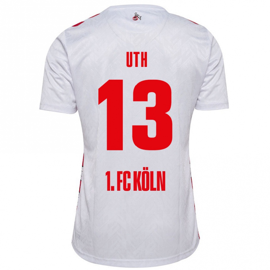 Kids Football Mark Uth #13 White Red Home Jersey 2024/25 T-Shirt Nz