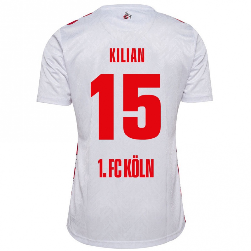 Kids Football Luca Kilian #15 White Red Home Jersey 2024/25 T-Shirt Nz