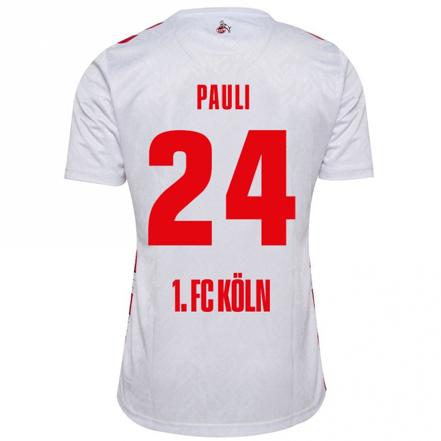 Kids Football Julian Pauli #24 White Red Home Jersey 2024/25 T-Shirt Nz