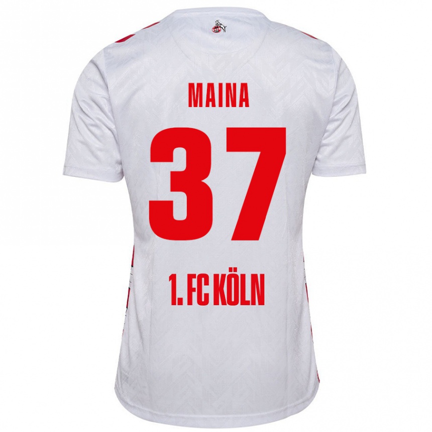 Kids Football Linton Maina #37 White Red Home Jersey 2024/25 T-Shirt Nz