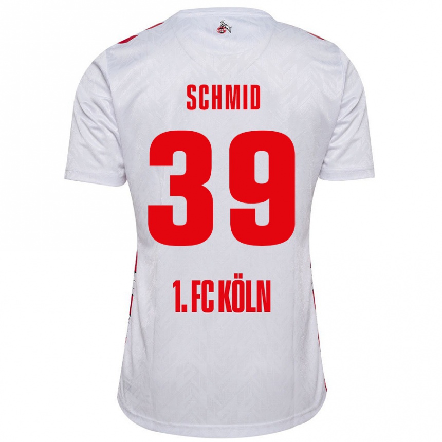 Kids Football Maximilian Schmid #39 White Red Home Jersey 2024/25 T-Shirt Nz