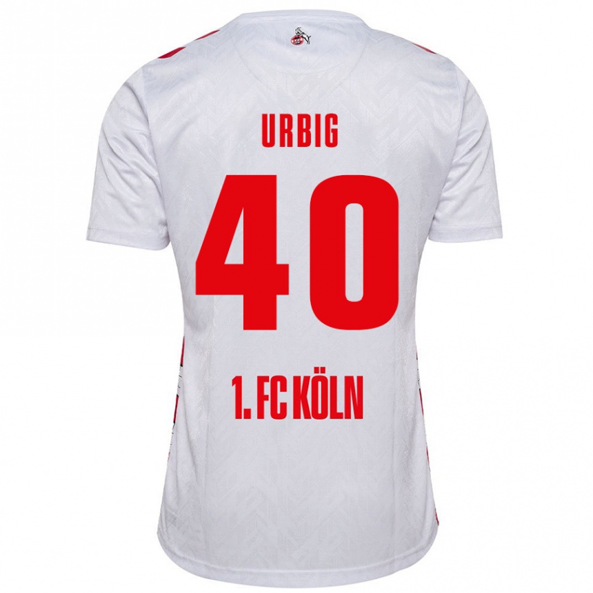 Kids Football Jonas Urbig #40 White Red Home Jersey 2024/25 T-Shirt Nz