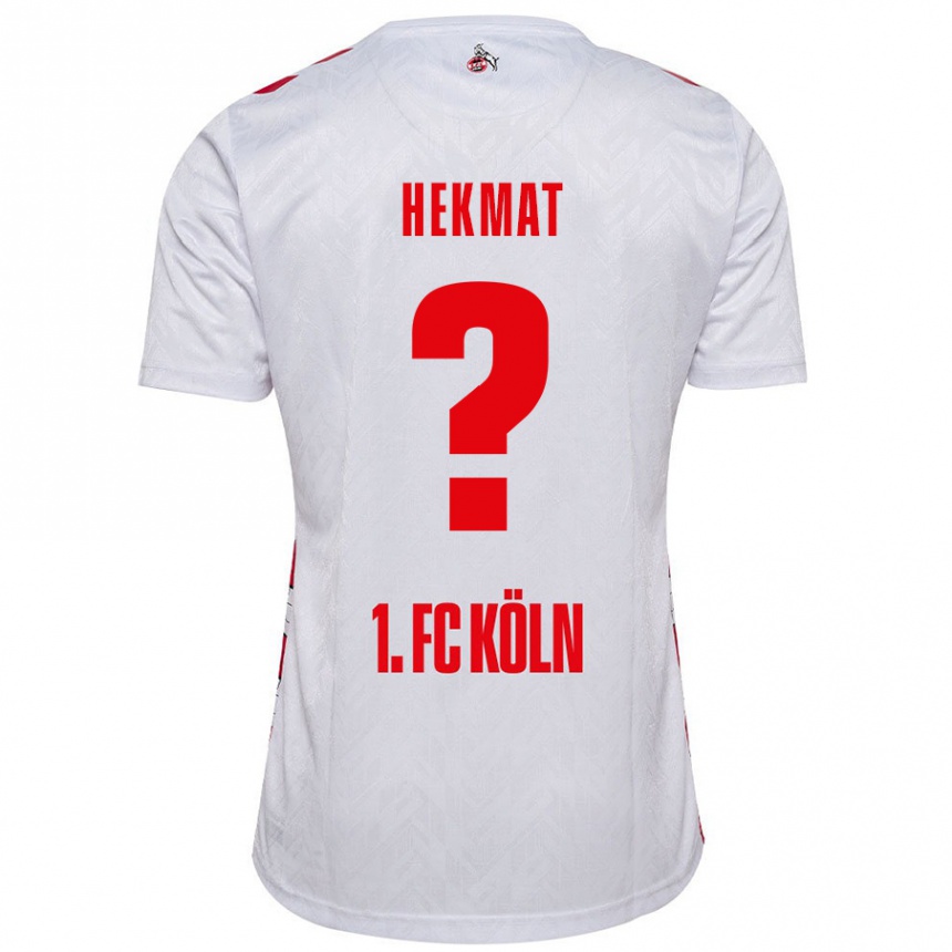 Kids Football Kian Hekmat #0 White Red Home Jersey 2024/25 T-Shirt Nz