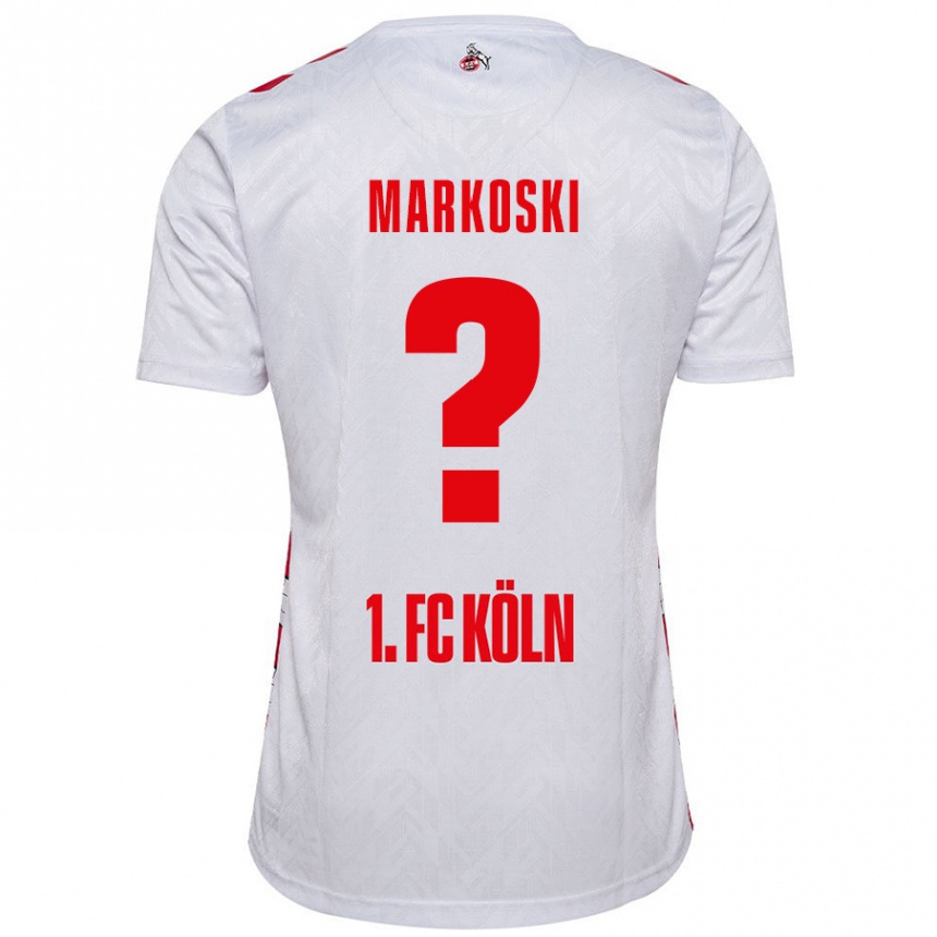 Kids Football Kristian Markoski #0 White Red Home Jersey 2024/25 T-Shirt Nz