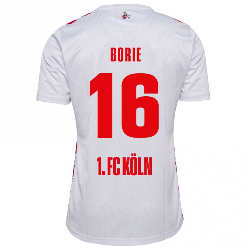 Kids Football Etienne Borie #16 White Red Home Jersey 2024/25 T-Shirt Nz