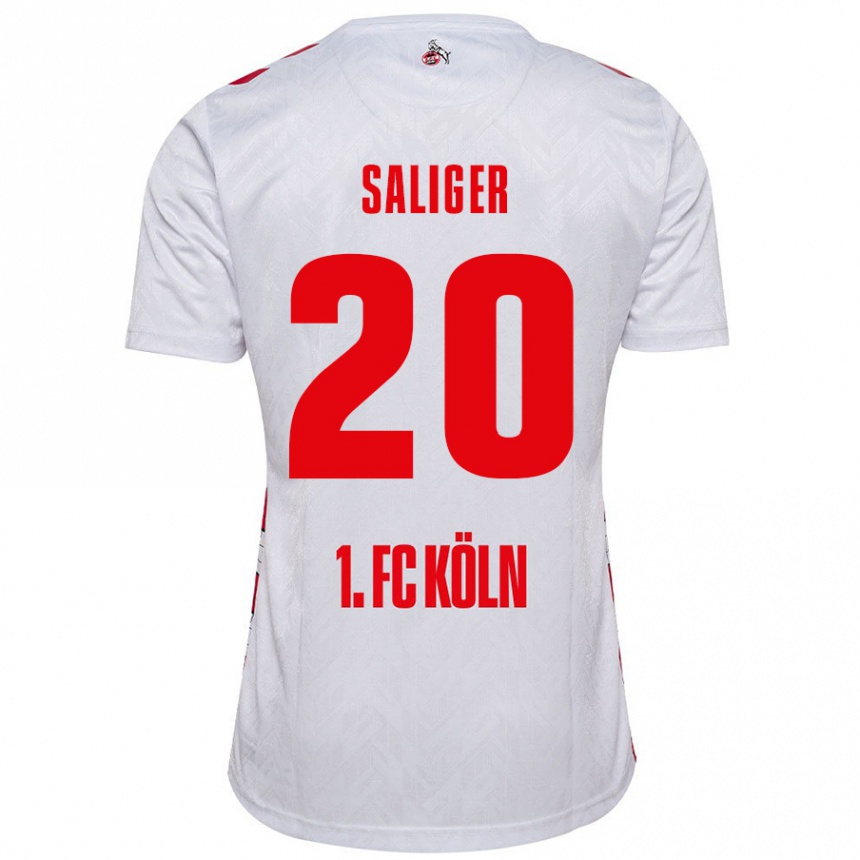 Kids Football Jonas Saliger #20 White Red Home Jersey 2024/25 T-Shirt Nz