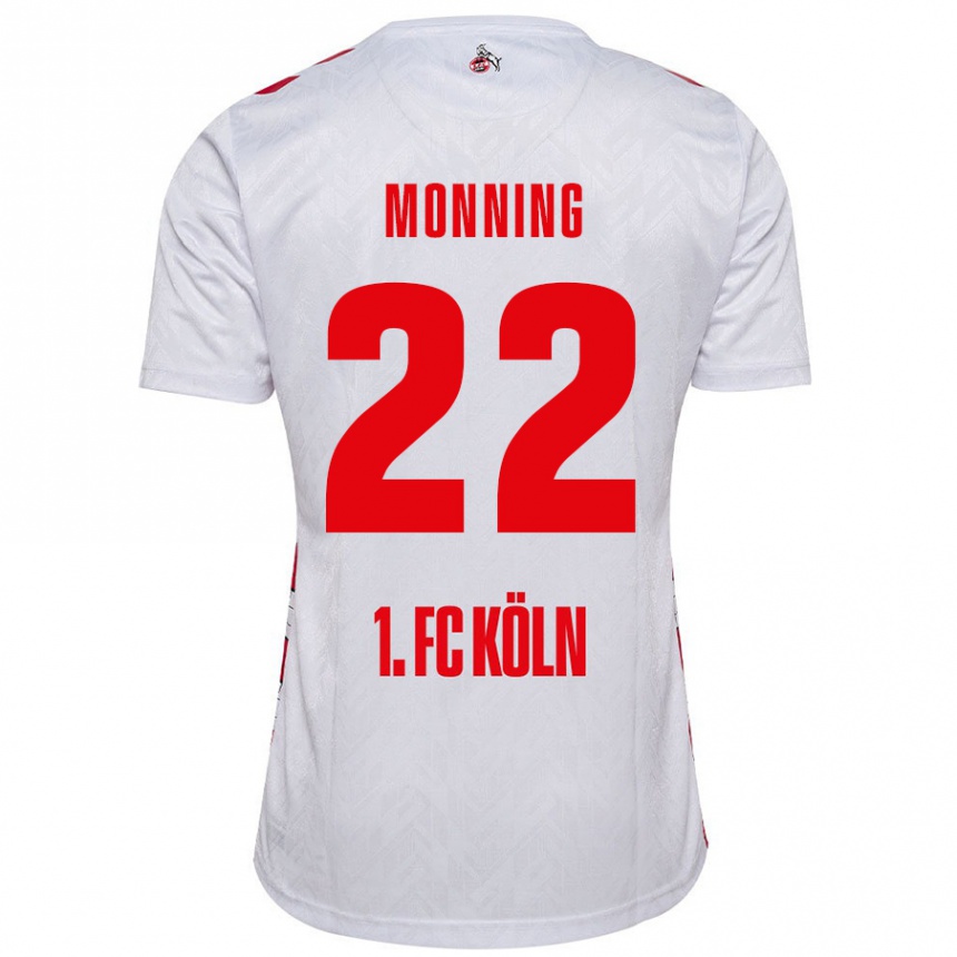 Kids Football Marlon Monning #22 White Red Home Jersey 2024/25 T-Shirt Nz