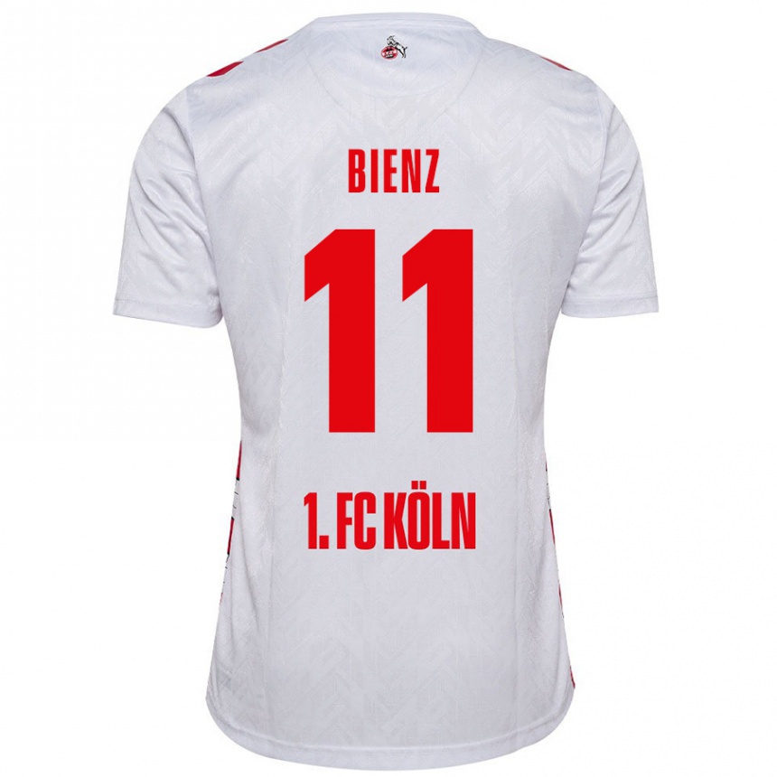 Kids Football Alena Bienz #11 White Red Home Jersey 2024/25 T-Shirt Nz