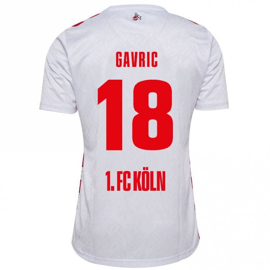 Kids Football Andrea Gavrić #18 White Red Home Jersey 2024/25 T-Shirt Nz