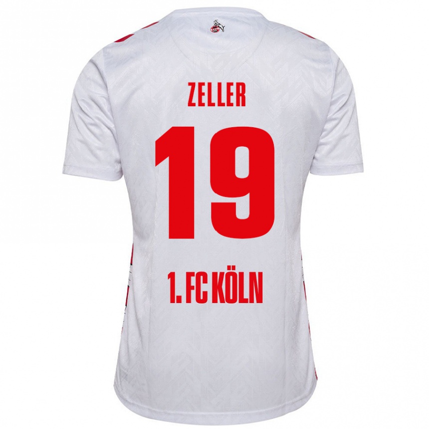 Kids Football Dóra Zeller #19 White Red Home Jersey 2024/25 T-Shirt Nz