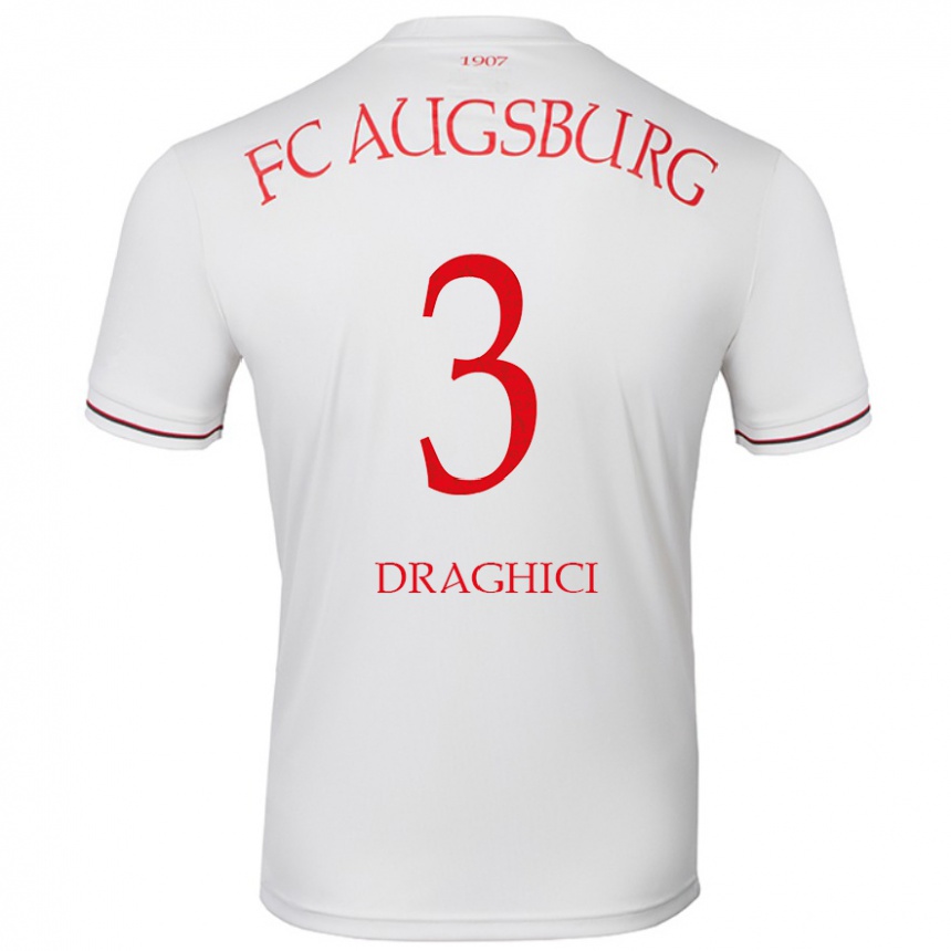 Kids Football Robert Drăghici #3 White Home Jersey 2024/25 T-Shirt Nz