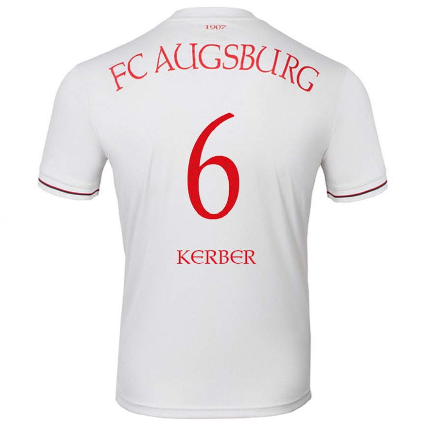 Kids Football Luca Kerber #6 White Home Jersey 2024/25 T-Shirt Nz