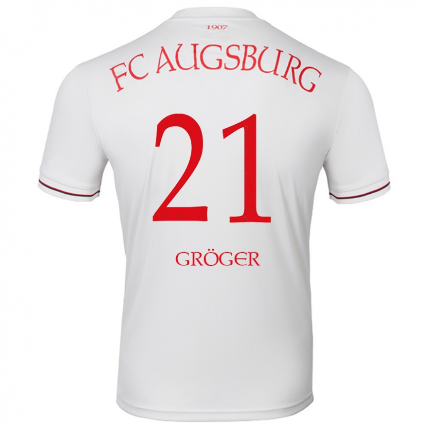 Kids Football Elias Gröger #21 White Home Jersey 2024/25 T-Shirt Nz