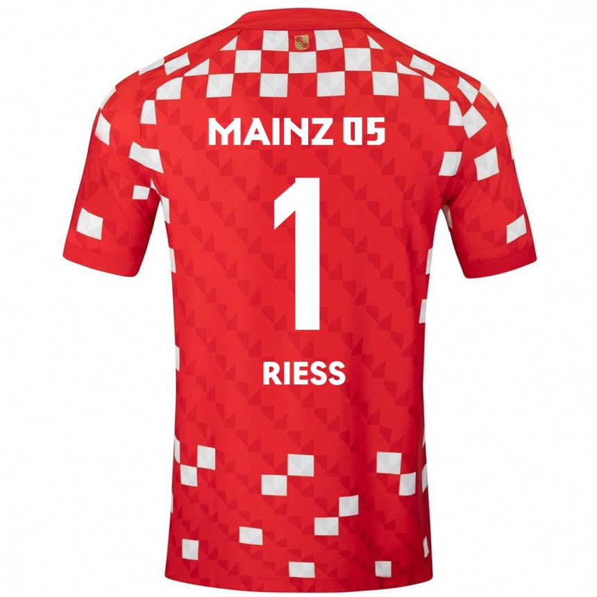 Kids Football Lasse Rieß #1 White Red Home Jersey 2024/25 T-Shirt Nz