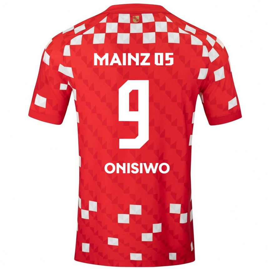 Kids Football Karim Onisiwo #9 White Red Home Jersey 2024/25 T-Shirt Nz