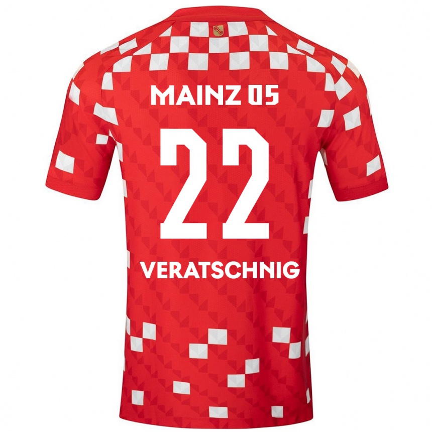 Kids Football Nikolas Veratschnig #22 White Red Home Jersey 2024/25 T-Shirt Nz