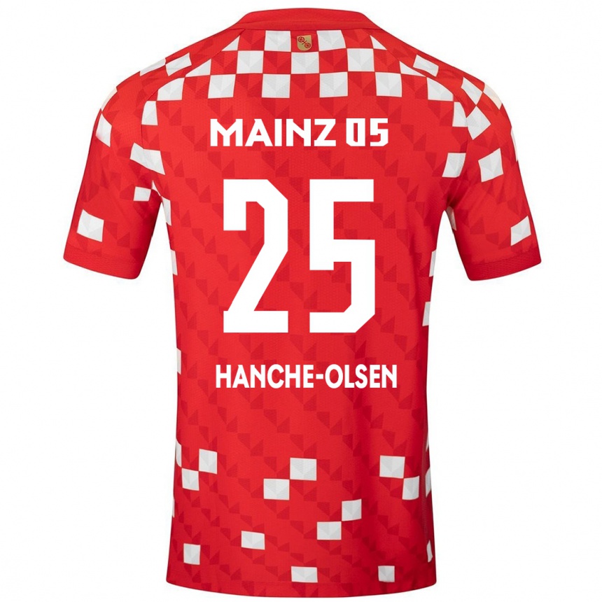 Kids Football Andreas Hanche-Olsen #25 White Red Home Jersey 2024/25 T-Shirt Nz