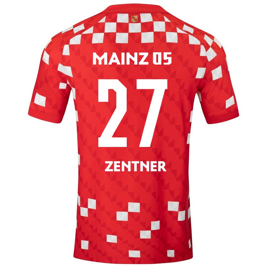 Kids Football Robin Zentner #27 White Red Home Jersey 2024/25 T-Shirt Nz