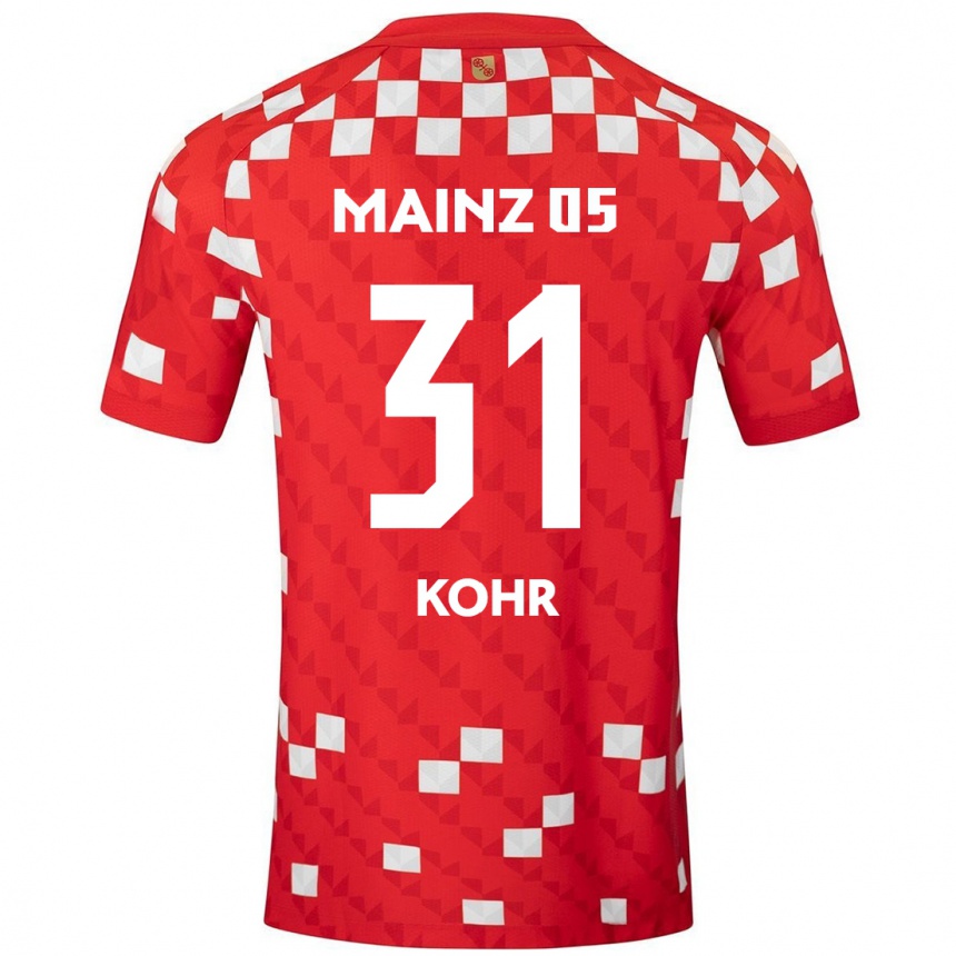 Kids Football Dominik Kohr #31 White Red Home Jersey 2024/25 T-Shirt Nz