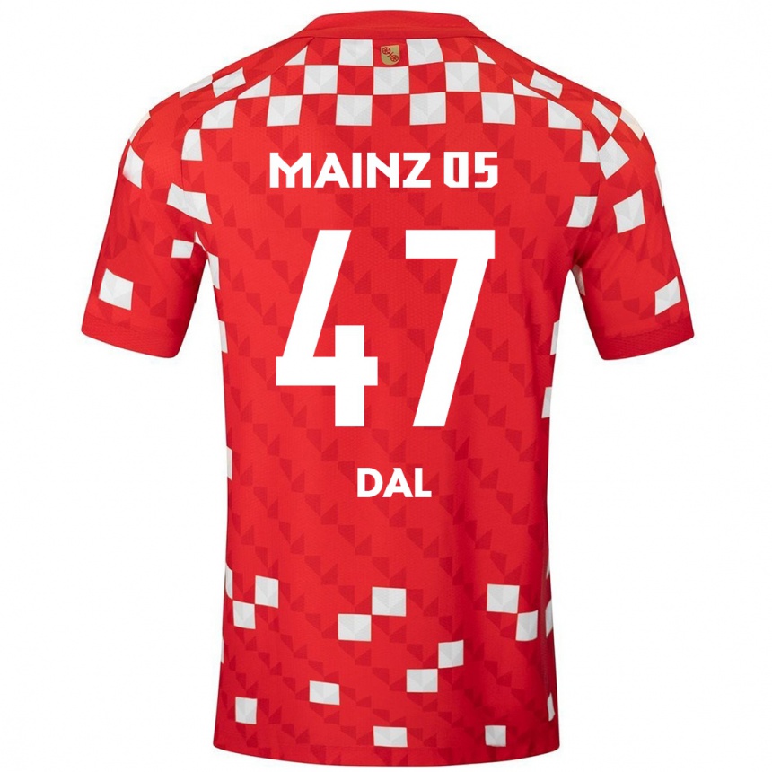 Kids Football Maxim Dal #47 White Red Home Jersey 2024/25 T-Shirt Nz