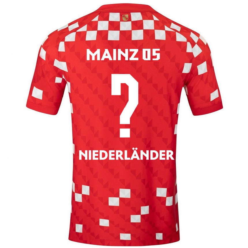 Kids Football Lennart Niederländer #0 White Red Home Jersey 2024/25 T-Shirt Nz