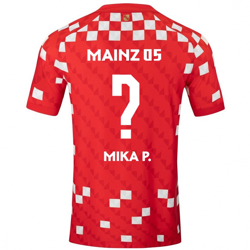 Kids Football Mika Preßler #0 White Red Home Jersey 2024/25 T-Shirt Nz