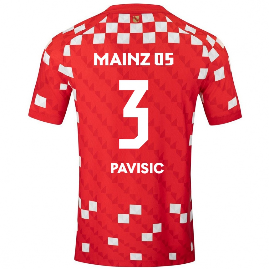 Kids Football Stjepan Pavisic #3 White Red Home Jersey 2024/25 T-Shirt Nz