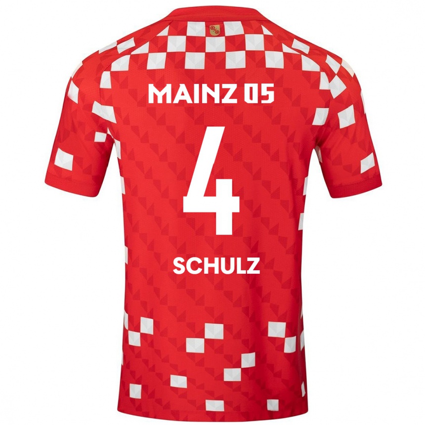 Kids Football Philipp Schulz #4 White Red Home Jersey 2024/25 T-Shirt Nz