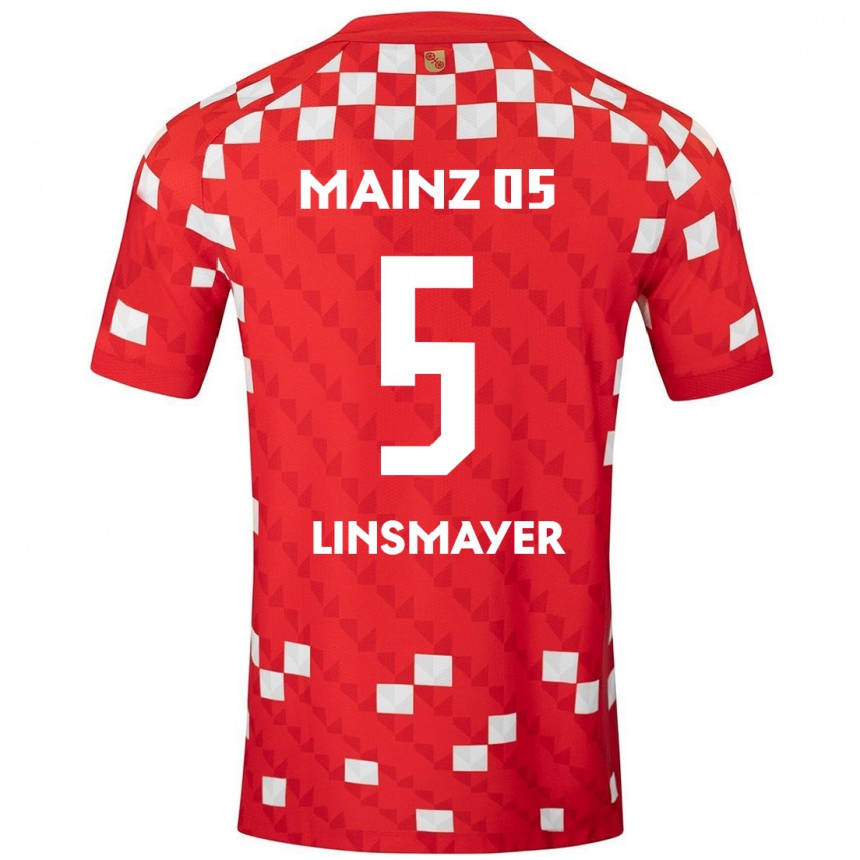 Kids Football Denis Linsmayer #5 White Red Home Jersey 2024/25 T-Shirt Nz