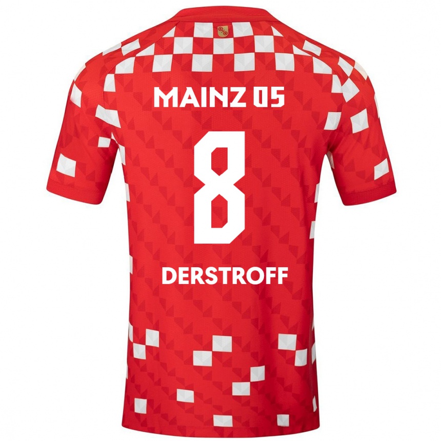 Kids Football Julian-Maurice Derstroff #8 White Red Home Jersey 2024/25 T-Shirt Nz