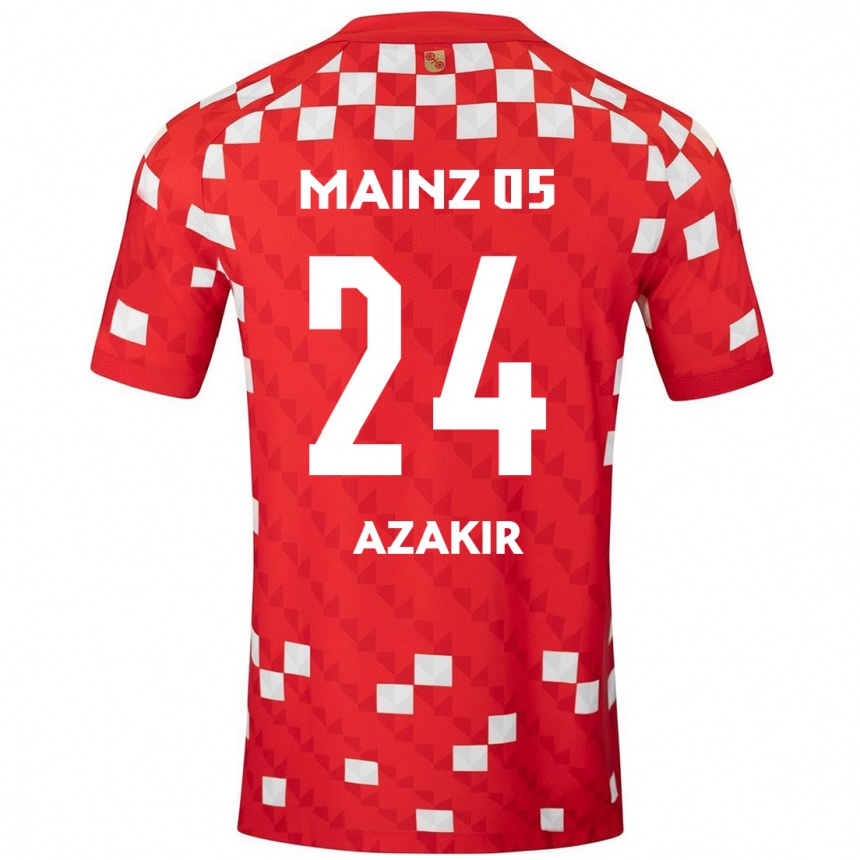 Kids Football Dennis Azakir #24 White Red Home Jersey 2024/25 T-Shirt Nz