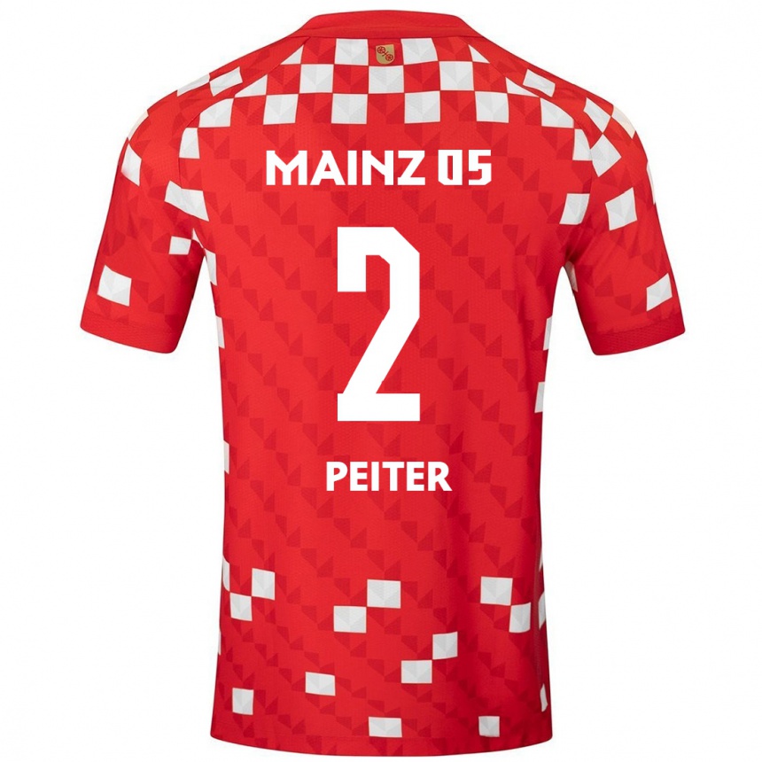 Kids Football Chiara Peiter #2 White Red Home Jersey 2024/25 T-Shirt Nz