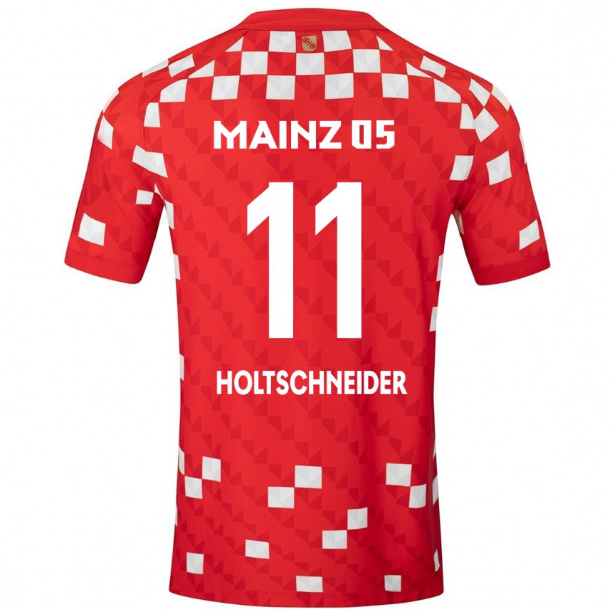 Kids Football Hannah Holtschneider #11 White Red Home Jersey 2024/25 T-Shirt Nz