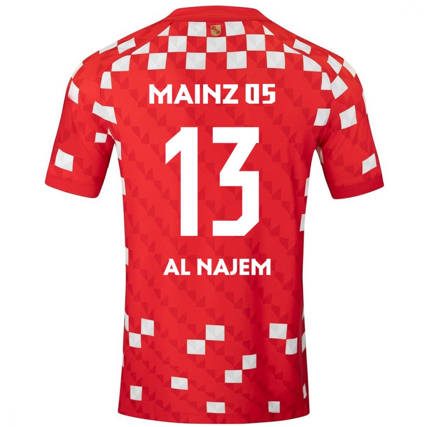 Kids Football Salma Al Najem #13 White Red Home Jersey 2024/25 T-Shirt Nz