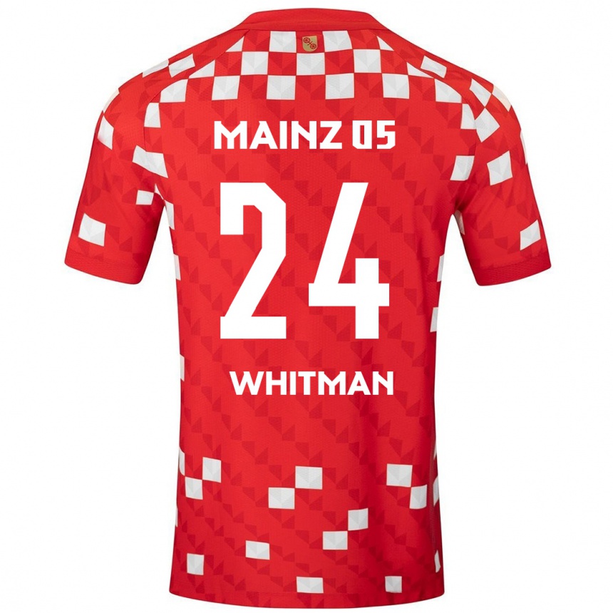 Kids Football Katherine Whitman #24 White Red Home Jersey 2024/25 T-Shirt Nz