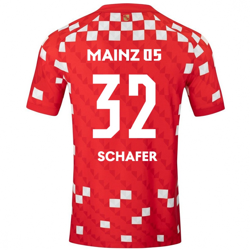 Kids Football Ann-Christin Schäfer #32 White Red Home Jersey 2024/25 T-Shirt Nz