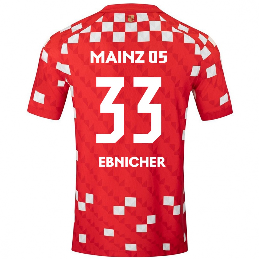 Kids Football Sabine Ebnicher #33 White Red Home Jersey 2024/25 T-Shirt Nz