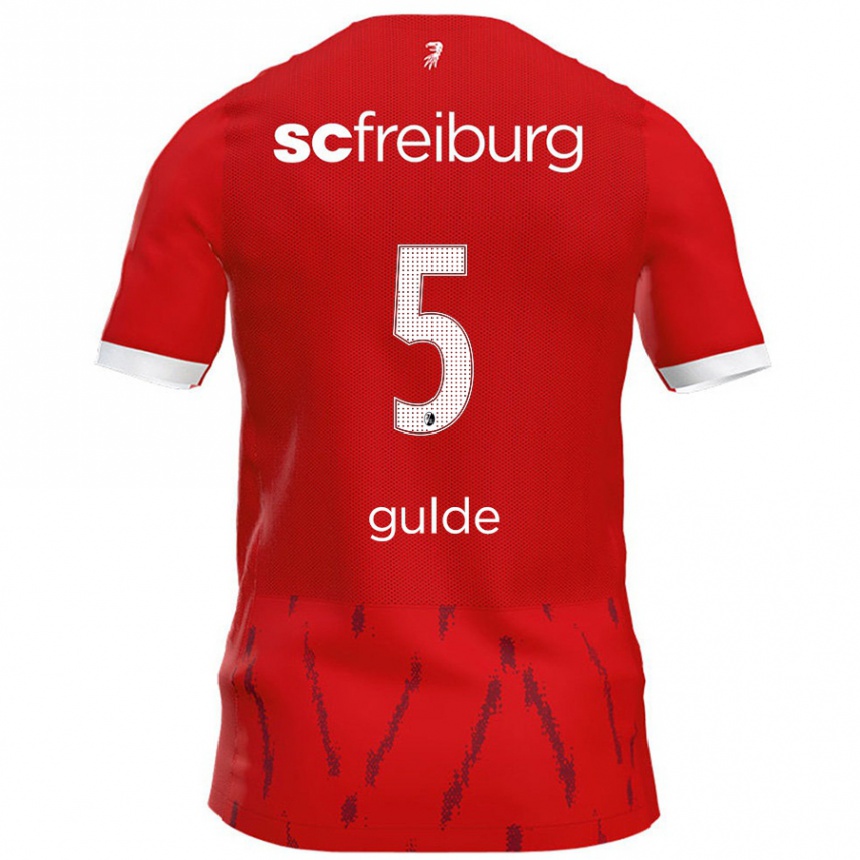 Kids Football Manuel Gulde #5 Red Home Jersey 2024/25 T-Shirt Nz