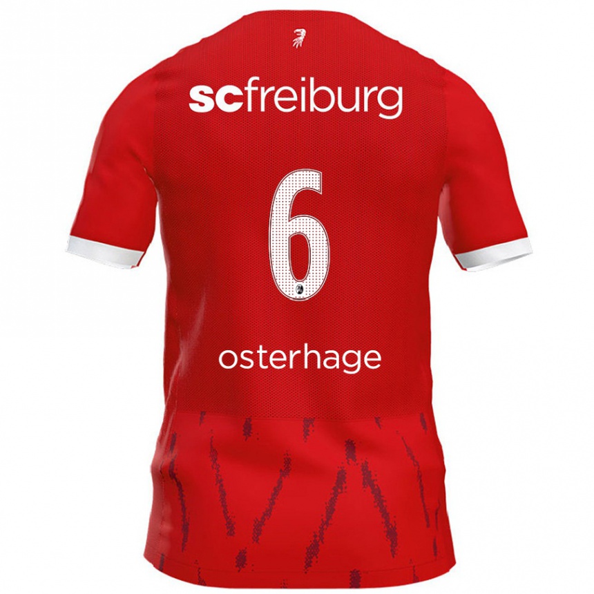 Kids Football Patrick Osterhage #6 Red Home Jersey 2024/25 T-Shirt Nz